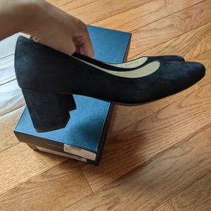 NEW Cole Haan Black Suede Justine Block Pumps